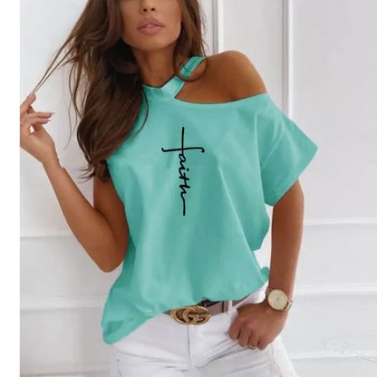 Faith Cross Christian Print Women's Casual TShirt