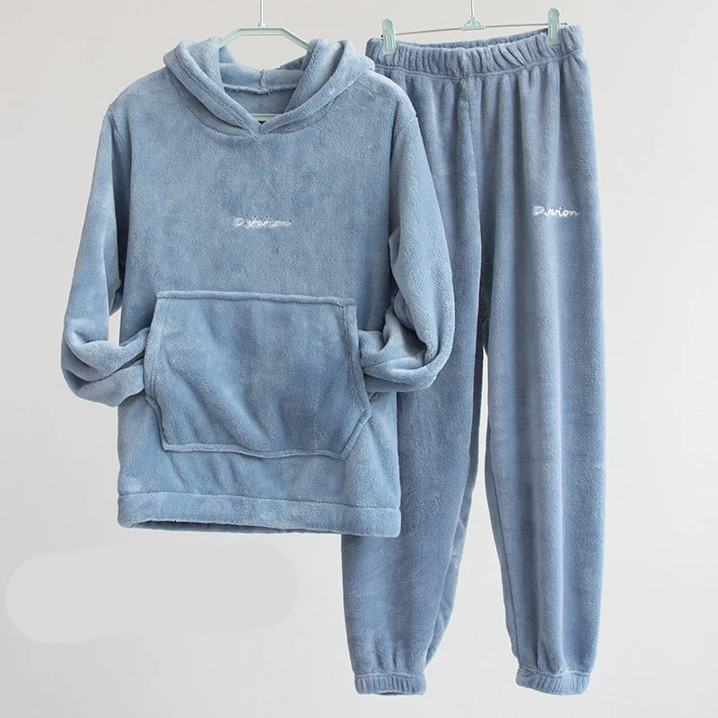 Coral Fleece Hooded Pajama Set