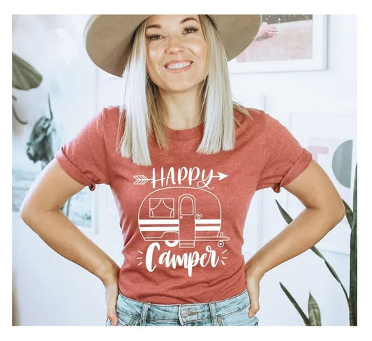 Happy Camper T-shirt, Family Camper Shirt, Birthday Party Gift, Camping Shirt, Travel Tshirt, Adventure Top, Camp Life Gift, Gift For Mom