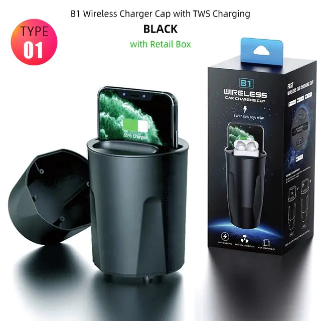 15W Fast Wireless Car Charger Cup For iPhone 14 13 12 11 ProMax XS XR 8 Plus Wireless Charging Holder For Samsung S21 S20 Note10