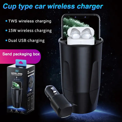 15W Fast Wireless Car Charger Cup For iPhone 14 13 12 11 ProMax XS XR 8 Plus Wireless Charging Holder For Samsung S21 S20 Note10